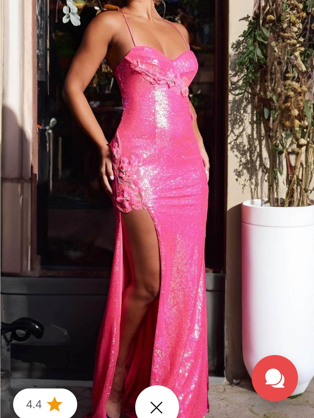 Jovani Pink Sequin Prom Gown with Side Slit 0